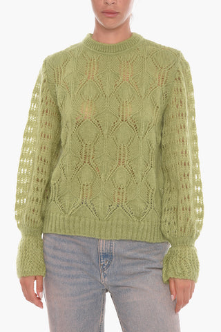 Maglia girocollo in Mohair con a Maniche a Sbuffo
