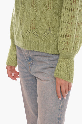 Maglia girocollo in Mohair con a Maniche a Sbuffo
