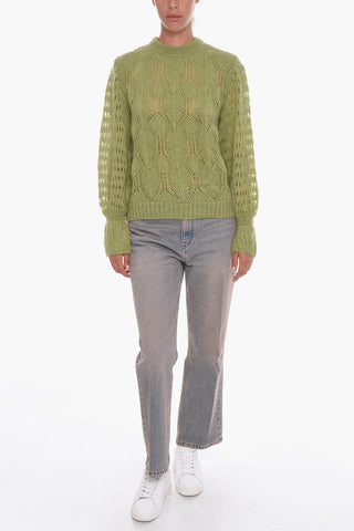 Maglia girocollo in Mohair con a Maniche a Sbuffo
