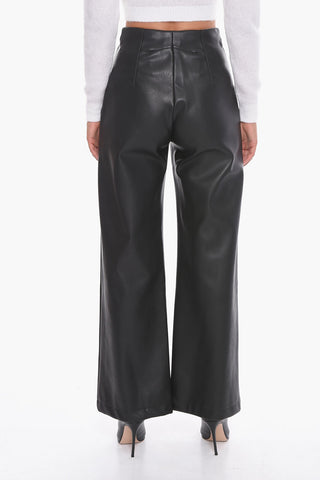 Pantaloni in Ecopelle a Gamba Ampia