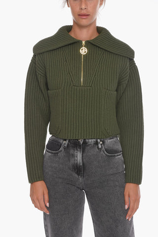 Maglione in Lana a Costine con Zip