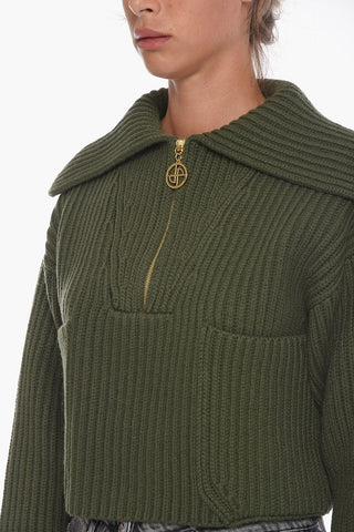 Maglione in Lana a Costine con Zip