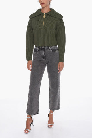 Maglione in Lana a Costine con Zip