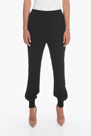 Front-pleated Joggers with Ribbed Detail