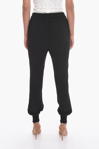 Front-pleated Joggers with Ribbed Detail