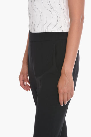 Front-pleated Joggers with Ribbed Detail
