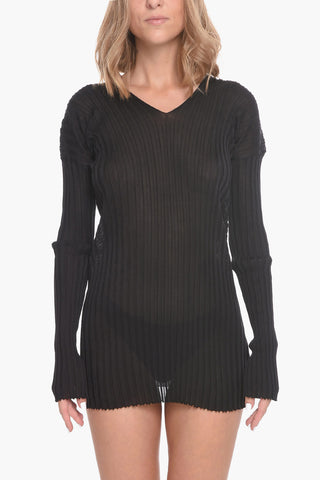 Ribbed Silk Minidress