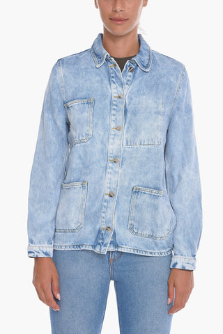 Acid Wash Effect Twill Overshirt