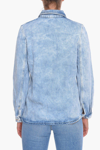 Acid Wash Effect Twill Overshirt