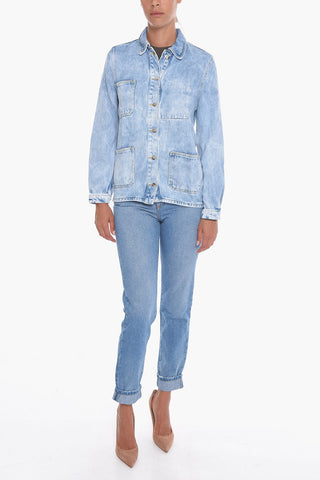 Acid Wash Effect Twill Overshirt