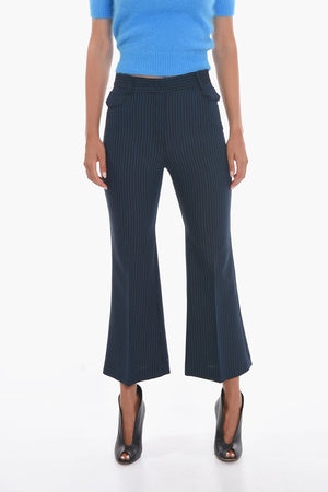High-Waisted Flared Pants with Striped Pattern