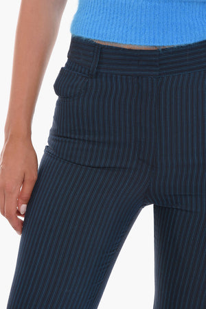 High-Waisted Flared Pants with Striped Pattern