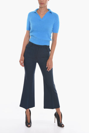 High-Waisted Flared Pants with Striped Pattern