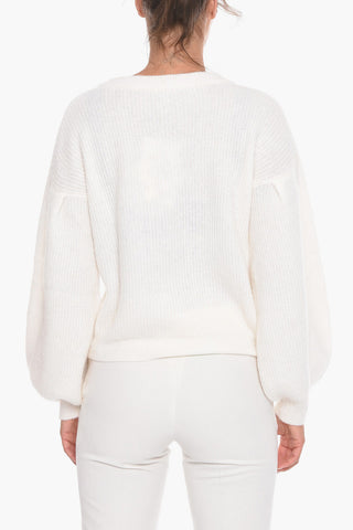 Alpaca Blend CELINE Crop Cardigan with Balloon Sleeves