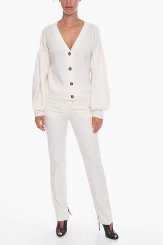 Alpaca Blend CELINE Crop Cardigan with Balloon Sleeves