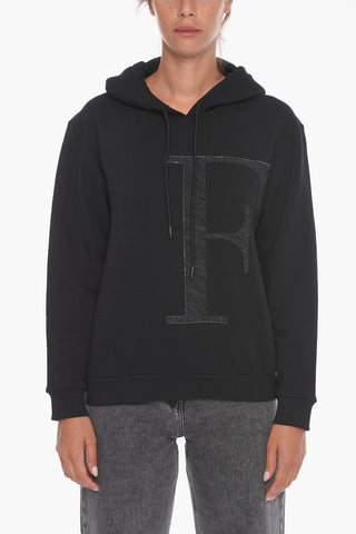 Felpa hoodie in Cotone Felpato con Logo F