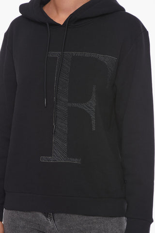 Felpa hoodie in Cotone Felpato con Logo F