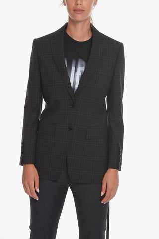Wool Blazer with All-over Check Pattern
