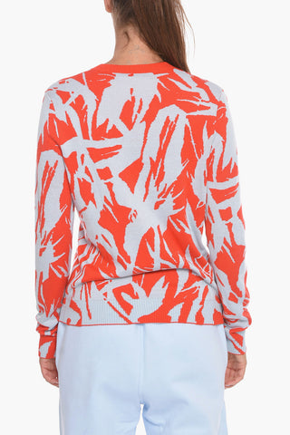 Silk-blend Crewneck Sweater with Jacquard Floral Motif