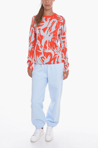 Silk-blend Crewneck Sweater with Jacquard Floral Motif
