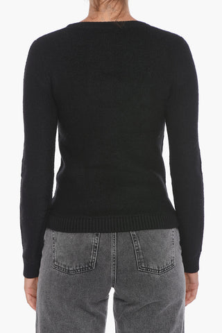 Maglia in Lana Stretch con Dettaglio in Paillettes
