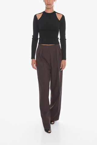 Pantaloni a Gamba Ampia con Pinces