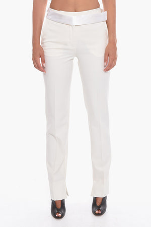 Pantaloni in Misto Lana a Una Pince con Cintura Satinata