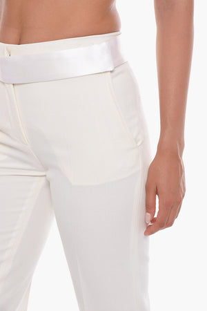 Pantaloni in Misto Lana a Una Pince con Cintura Satinata