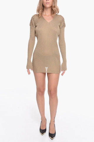 Ribbed Silk Minidress