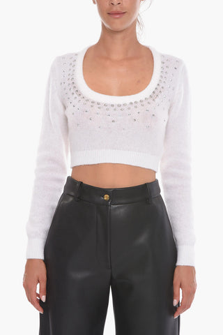 Crystal-embellished Mohair Cropped Sweater