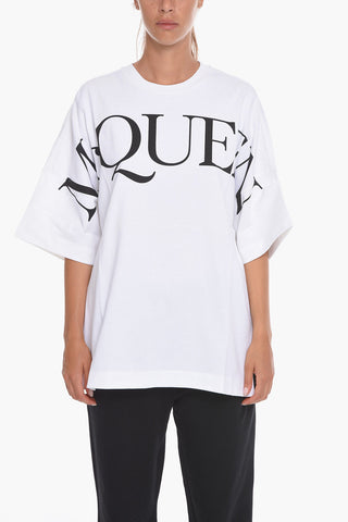 Oversized Crew-neck T-Shirt with Printed Contrasting Logo