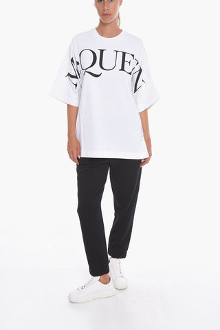 Oversized Crew-neck T-Shirt with Printed Contrasting Logo