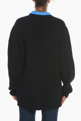 UNISEX Cardigan Lungo in Lana con Logo Ricamato