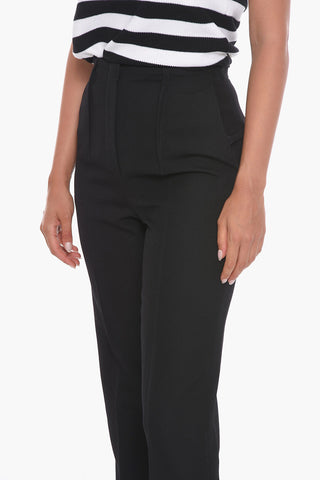 Pantaloni in Lana Grain de Poudre con Tasche a Filo
