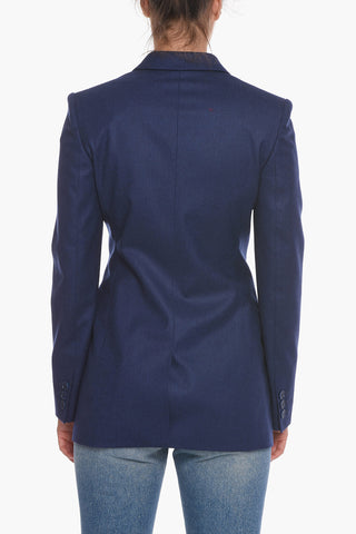 Long Double-Breasted Wool Blazer