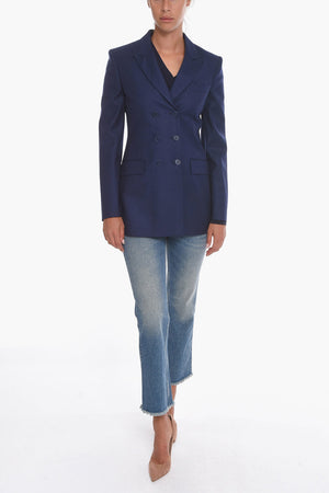 Long Double-Breasted Wool Blazer