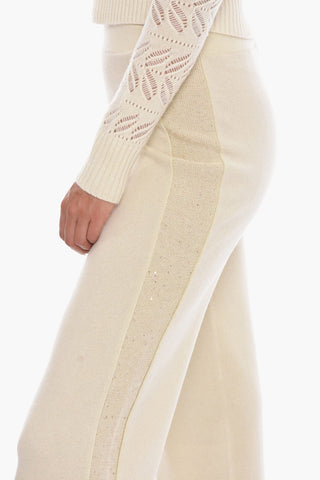 Cashmere Flared Joggers with Sequined Details