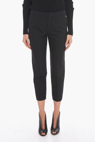 Virgin Wool Cropped Trousers with Front-pleat