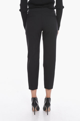 Virgin Wool Cropped Trousers with Front-pleat