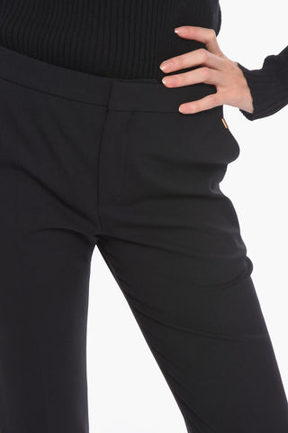 Virgin Wool Cropped Trousers with Front-pleat