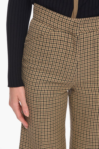 Cropped Trousers with Pied de Poule Pattern