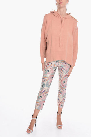 WHITE LABEL Felpa Hoodie in Maglia di Cashmere