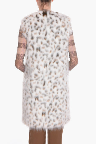 Faux-fur Sleeveless Coat with Animalier Pattern