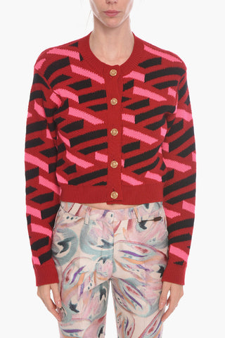 Wool Cardigan with LA GRECA Pattern