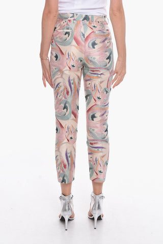 Jacquard Multicolored Trousers with Cropped Leg