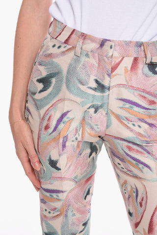 Jacquard Multicolored Trousers with Cropped Leg