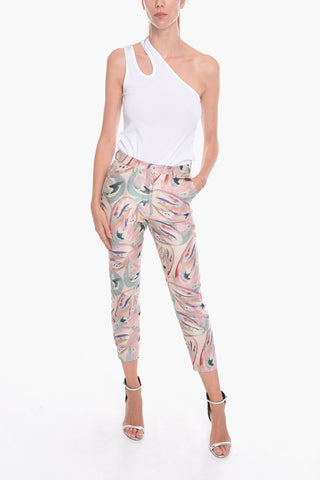 Jacquard Multicolored Trousers with Cropped Leg