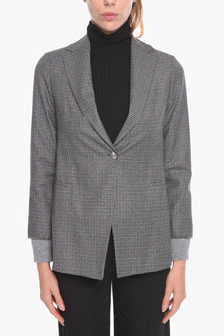 Blazer Monopetto ALPHA  in Lana Merino con Dettaglio Polsini in Maglia