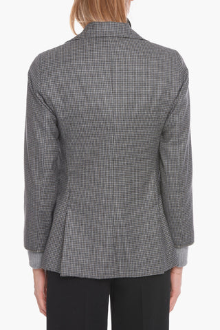 Merino-wool ALPHA Single-breasted Blazer with Knitted Cuffs Detail