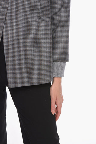 Blazer Monopetto ALPHA  in Lana Merino con Dettaglio Polsini in Maglia